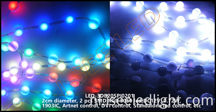 2cm 3D led ball rgb SPI1903 2 led 3D led bead light
